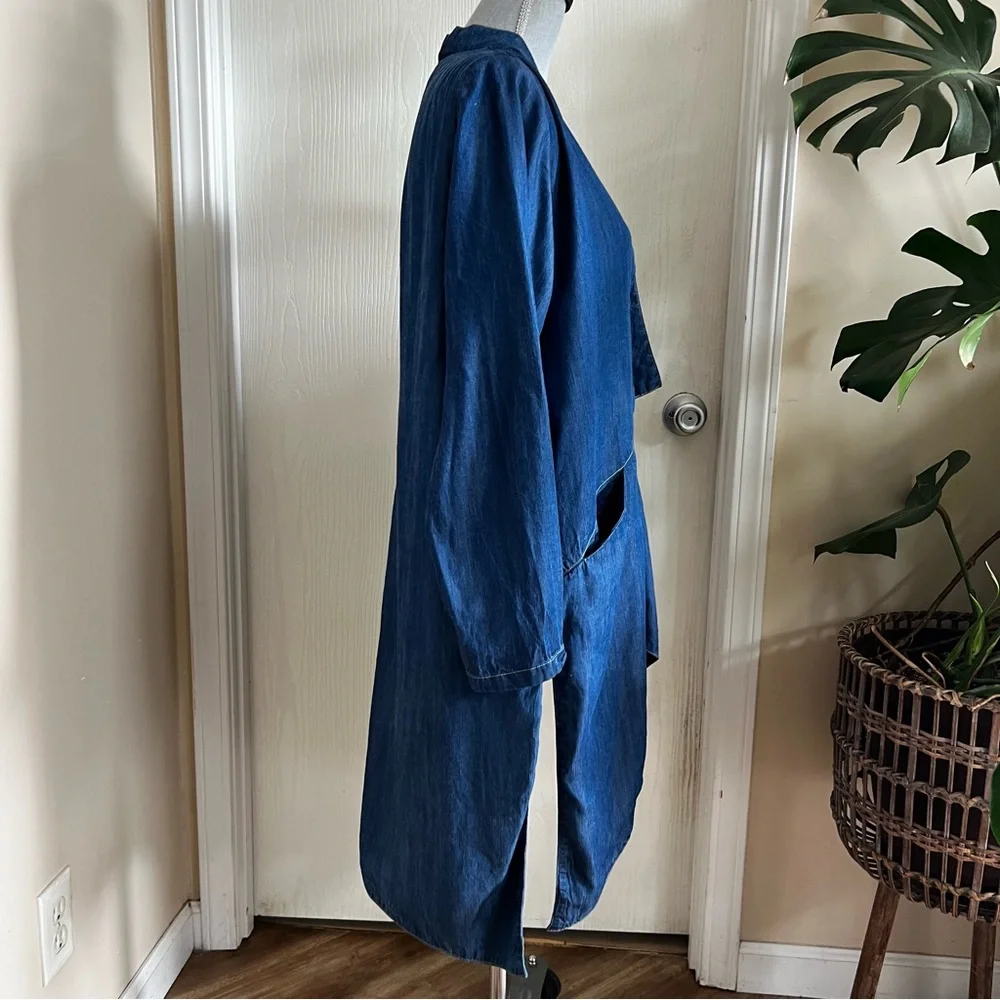 Cynthia Ashby Chambray Denim Asymmetrical Jacket Tunic